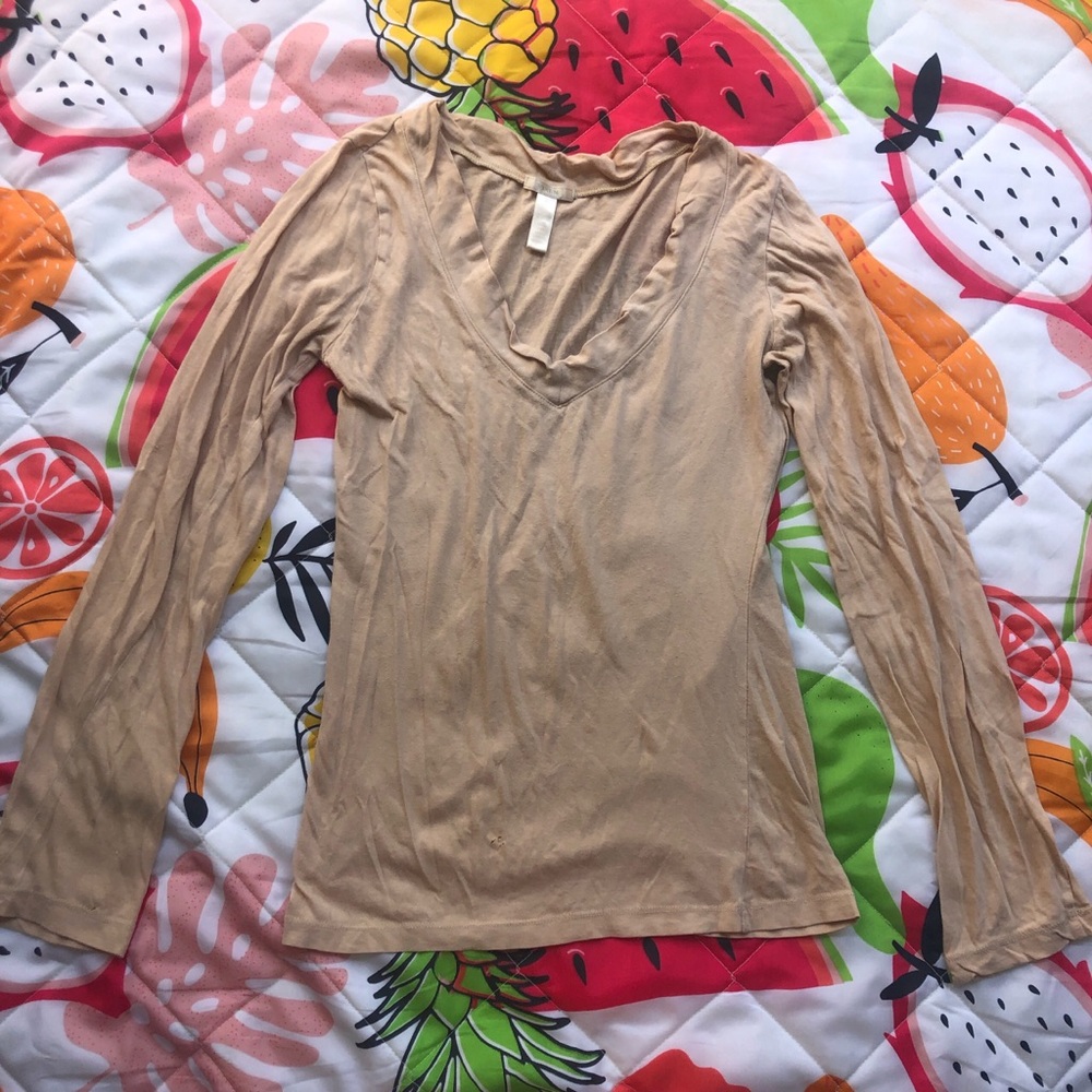 “Vixen” Tan long sleeve v-neck top